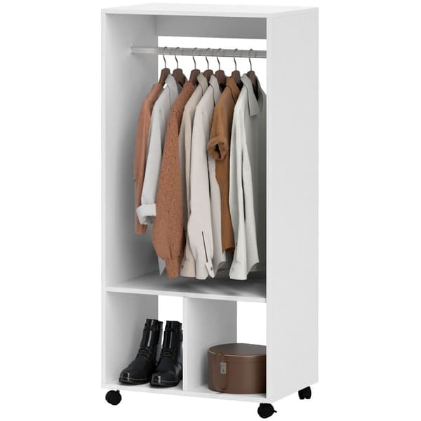 Rootz Mobile Garderobe - Tøjopbevaringsarrangør - Hvid skab - Nem mobilitet - 60 cm x 40 cm x 127 cm