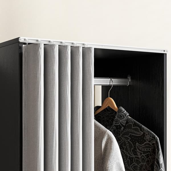 Rootz Mobile Garderobe med gardin - bærbart skab - tøjskinne - let mobilitet - 60 cm x 40 cm x 128 cm