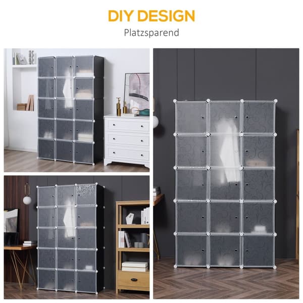 Rootz Vertical DIY garderobe - Storage Organizer - Closet Unit - Holdbar Plastic & Metal - 111x47x183cm - Tilpaselig, robust ramme, let samling