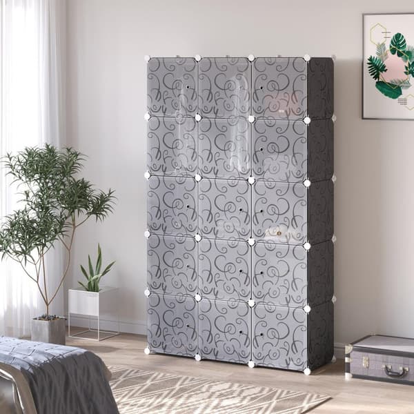 Rootz Vertical DIY garderobe - Storage Organizer - Closet Unit - Holdbar Plastic & Metal - 111x47x183cm - Tilpaselig, robust ramme, let samling