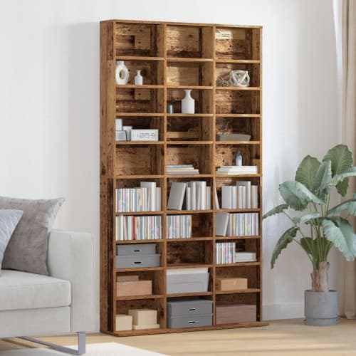 CD skåp - Gammalt trä - 101x23x177.5 cm - Konstruerad trä