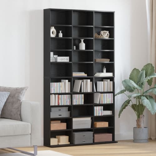 CD-skåp Svart Ek 101x23x177,5 cm i trä