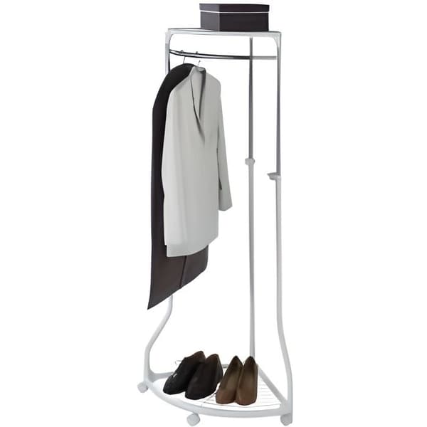 WENKO Pointy hörngarderob - Klädställ på hjul - Justerbar höjd 112-166cm - Grå
