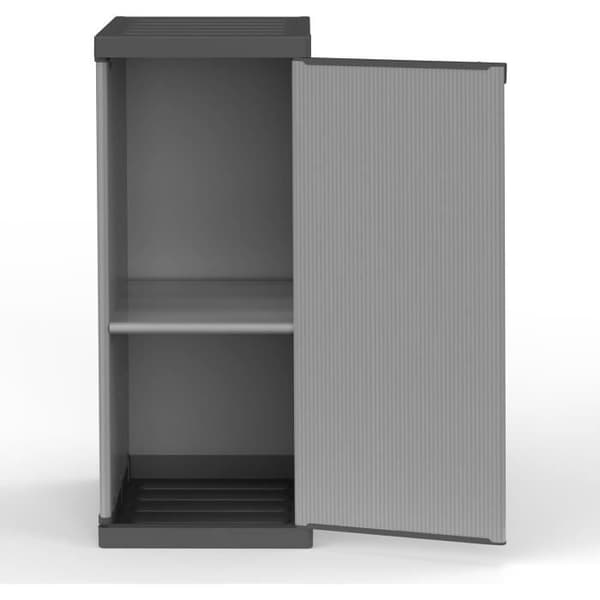 Adventa Armoire i PVC- och PP-harts, 1 Dörr, 1 Hylla, modulärt system, Grå och Svart, Liten, 4 enheter