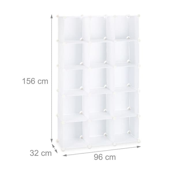 Kuberhylla - Relaxdays - Vit - 15 modulära fack - Plast - Nutida design