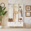 Miniatyrbillede 1 af 11: Moderne entrégarderobe - med knagerække og skohylde - hvid