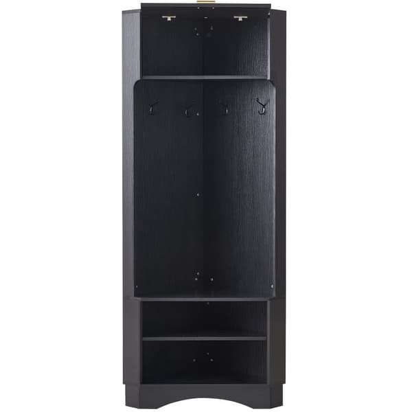 Garderobset med klädhängare – modern hallmöbel med 4 svarta krokar – 53x53x180 cm