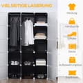 Miniatyrbillede 4 af 9: Gør-det-selv Garderobe, DIY-Würfelregal, 111x47x183 cm, Sort