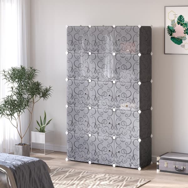 Gør-det-selv Garderobe, DIY-Würfelregal, 111x47x183 cm, Sort