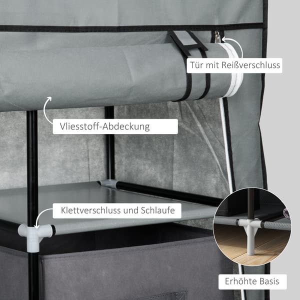 Stof Garderobe, 102x42.5x162.5 cm, Mørkegrå