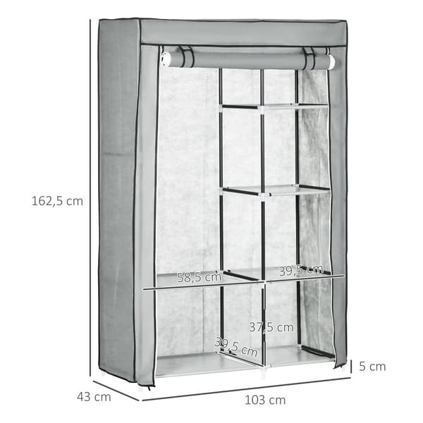 Tøj Skab, 103x43x162.5 cm, Grå
