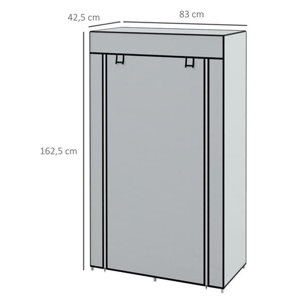 Stof Garderobe, 83x42.5x162.5 cm, Lysegrå