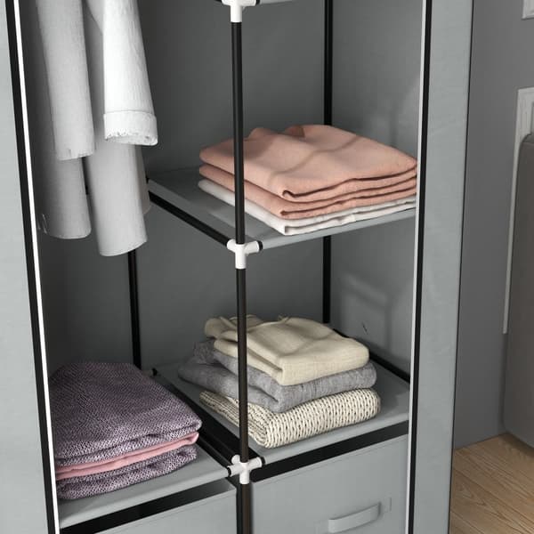 Stof Garderobe, 83x42.5x162.5 cm, Lysegrå