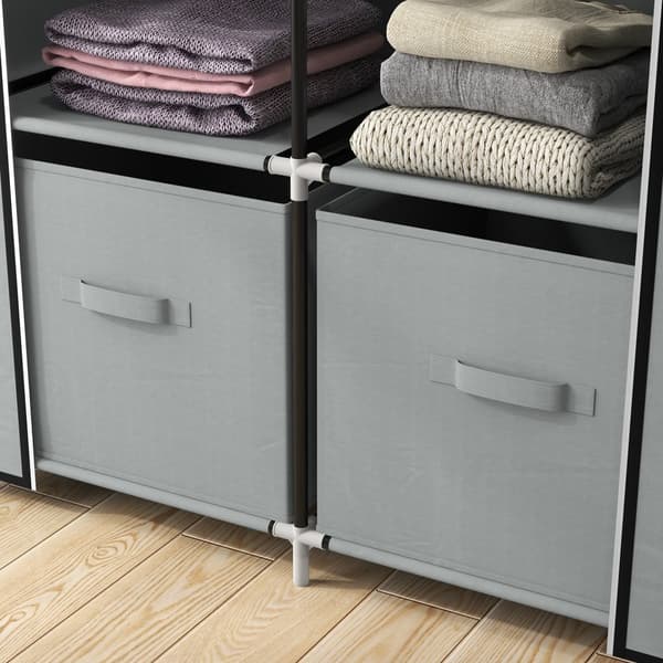 Stof Garderobe, 83x42.5x162.5 cm, Lysegrå