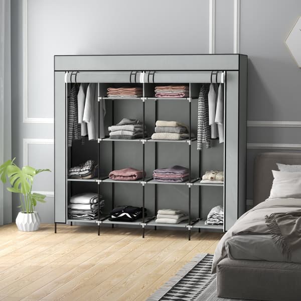 Stof Garderobe, 166x42.5x169.5 cm, Mørkegrå