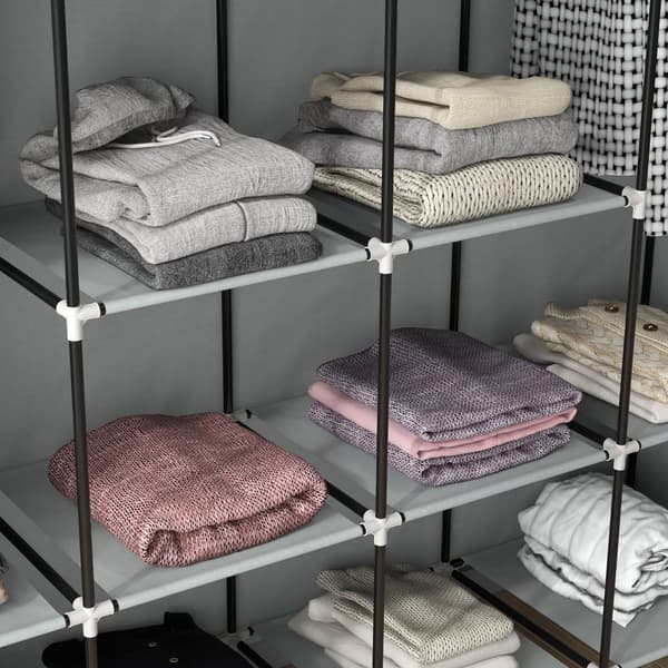 Stof Garderobe, 166x42.5x169.5 cm, Mørkegrå