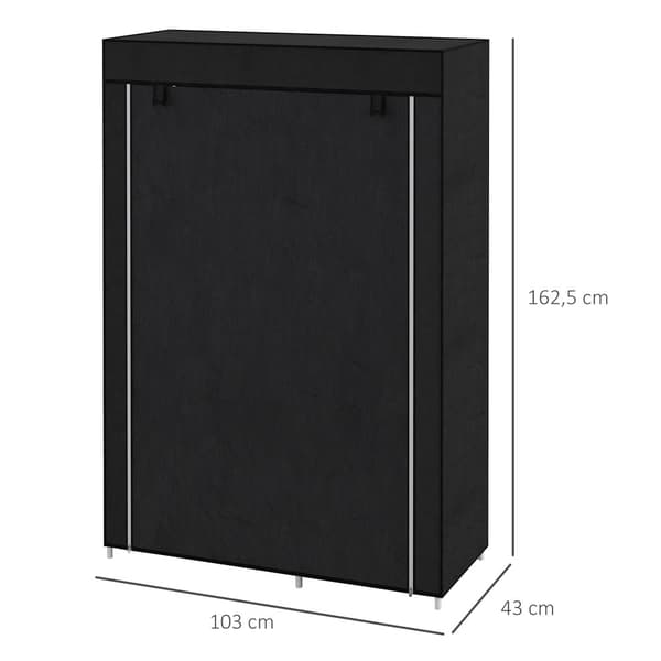 Tyg Garderob, 103x43x162.5 cm, Svart