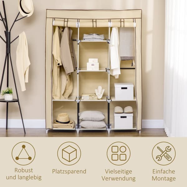 Stof Garderobe, 125x43x162.5 cm, Beige