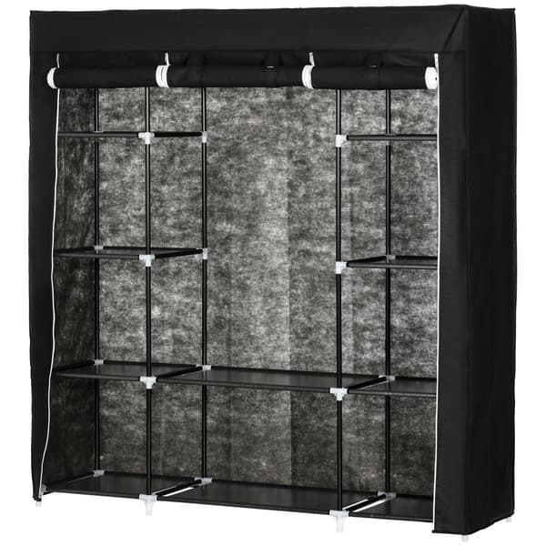 Tyg Garderob, 150x43x162.5 cm, Svart