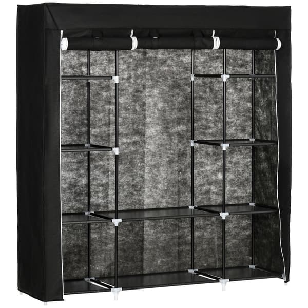 Tyg Garderob, 150x43x162.5 cm, Svart