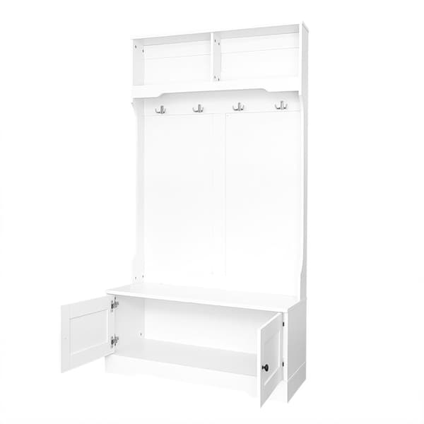Garderobeskab - 4 kroge og 4 rum - Hvid