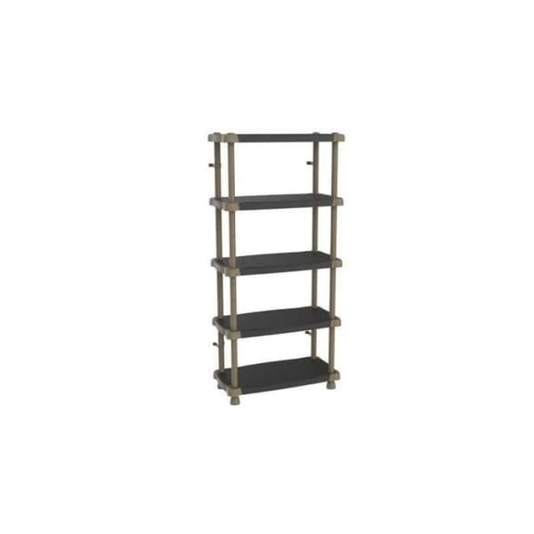 PLASTIKEN TITANIUM høj hylde - 5 tofarvede hylder - Sort og Taupe - 30 kg/hylde - 88x184x44cm