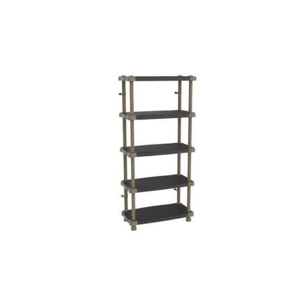 PLASTIKEN TITANIUM høj hylde - 5 tofarvede hylder - Sort og Taupe - 30 kg/hylde - 88x184x44cm