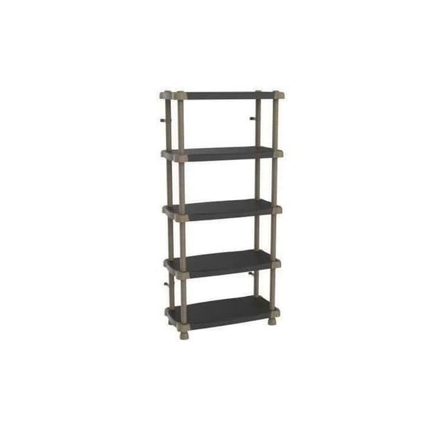 PLASTIKEN TITANIUM høj hylde - 5 tofarvede hylder - Sort og Taupe - 30 kg/hylde - 88x184x44cm