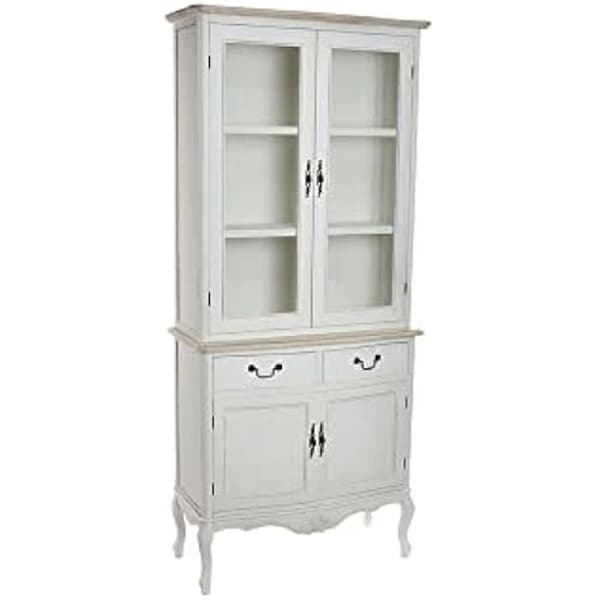 Vitrin - DKD HOME DECOR - Vit - Massivt trä - 200 cm - Flerfärgad