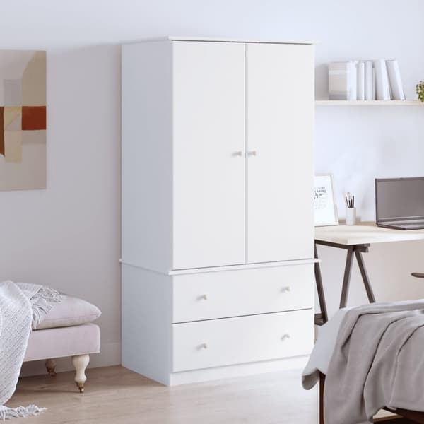 Klädskåp ALTA vit 90x55x170 cm massiv furu