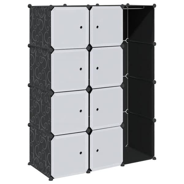 Modulär garderob 9 fack 37 x 115 x 150 cm svart och vit