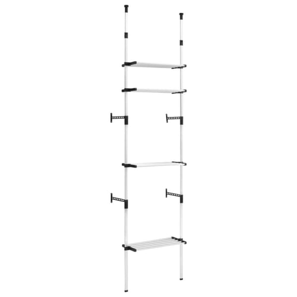 Teleskopiskt garderobssystem med hyllor aluminium