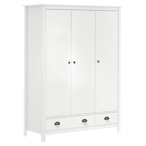 Garderob 3 dörrar Hill vit 127x50x170 cm massiv furu