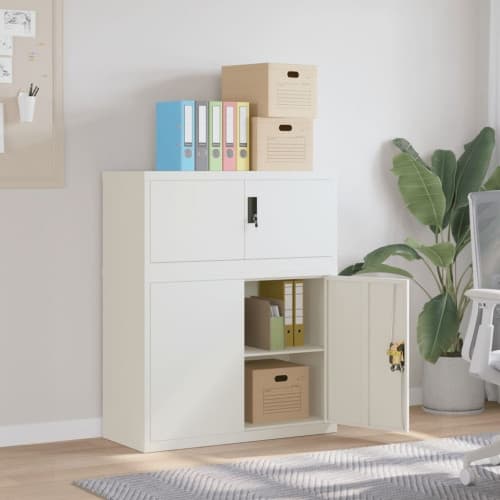 Dokumentskåp vit 90x40x110 cm stål