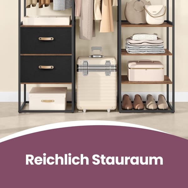 Kledingrek – 2 Lades – 4 Planken – Vintage Bruin