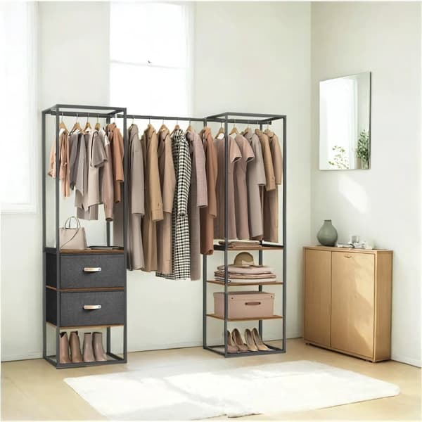 Kledingrek – 2 Lades – 4 Planken – Vintage Bruin