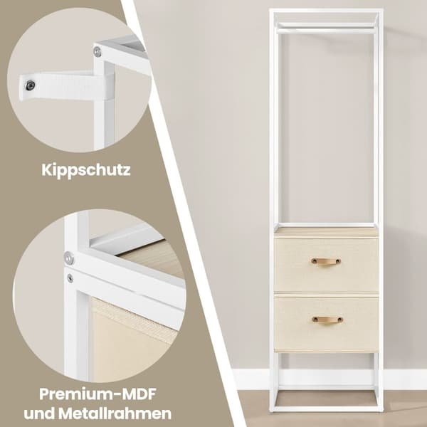 Klädställ - 2 lådor - naturlig beige