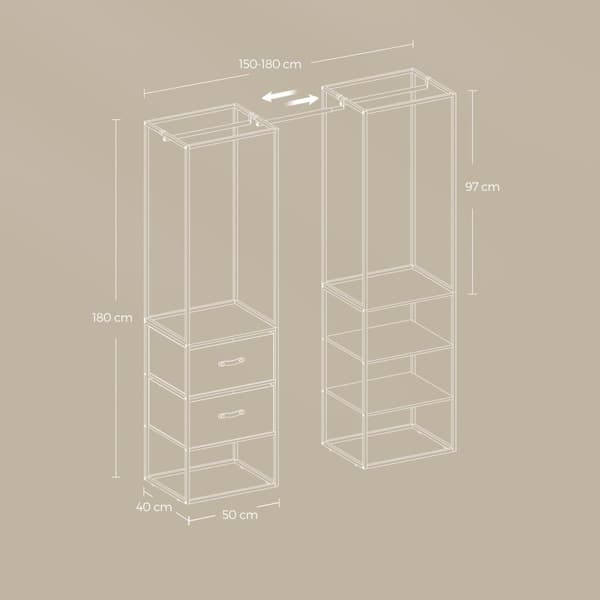 Klädställ - 2 lådor - naturlig beige