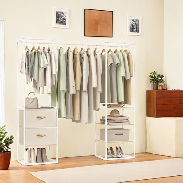 Klädställ - 2 lådor - naturlig beige