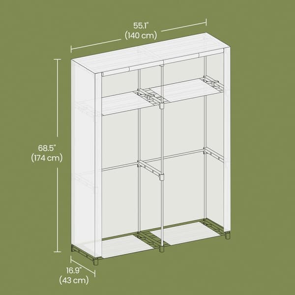 Garderobe - med frakkeholder - 2 stænger - opbevaringsplads