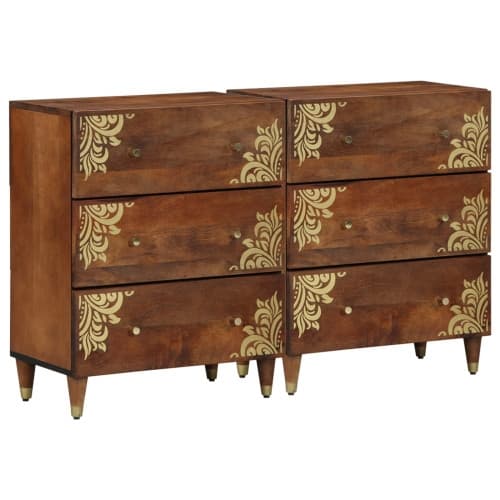 Sideboards 2 st Honung brun 60x33.5x75 cm Solid grovt trä Mangoträd