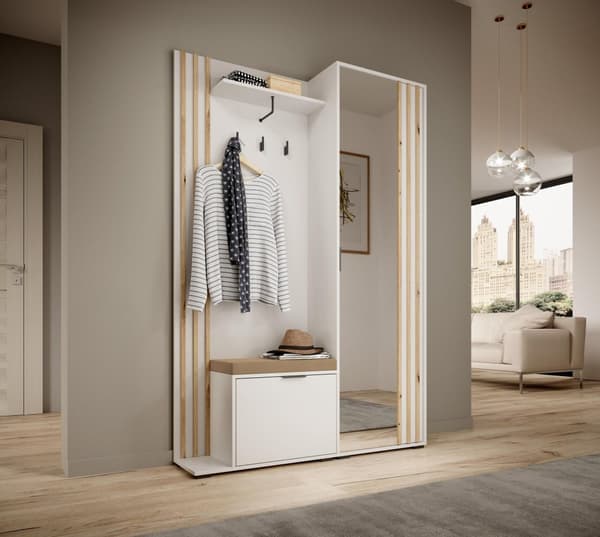 FURNLUX ETEISEN VAATEKAAPPI NELLY VALKOINEN 131CM
