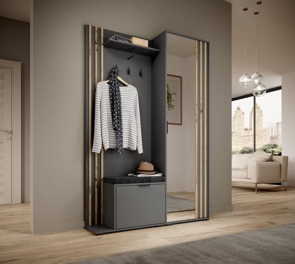 FURNLUX HALLGARDEROB NELLY GRAFIT 131CM