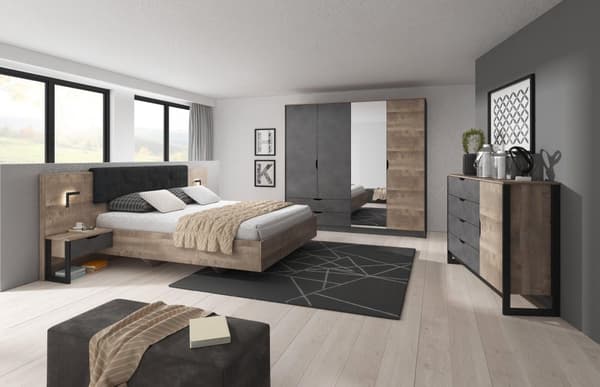 FURNLUX VAATEKAAPPI ARDEN MUSTA 220CM