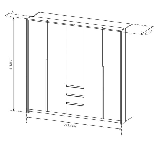 FURNLUX VAATEKAAPPI XELO VALKOINEN & TAMMI 230CM