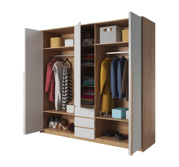 FURNLUX VAATEKAAPPI XELO VALKOINEN & TAMMI 230CM