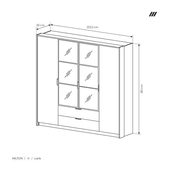 FURNLUX VAATEKAAPPI MILTON RUSKEA & MUSTA 224CM
