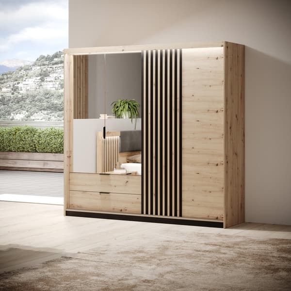 FURNLUX GARDEROB TALLY BEIGE & SVART 220CM
