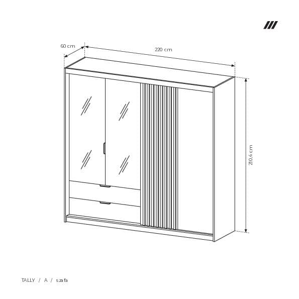 FURNLUX GARDEROB TALLY BEIGE & SVART 220CM