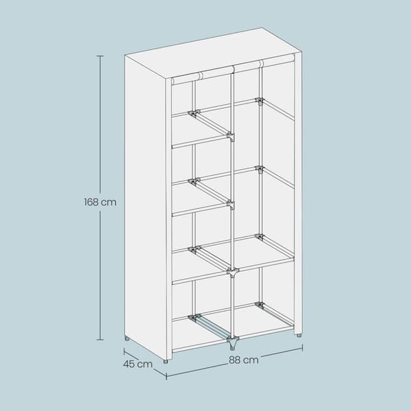 Rootz Fabric Garderobe - Tøjopbevaring - Rumarrangør - Maksimerer plads - 88 cm x 170 cm x 45 cm